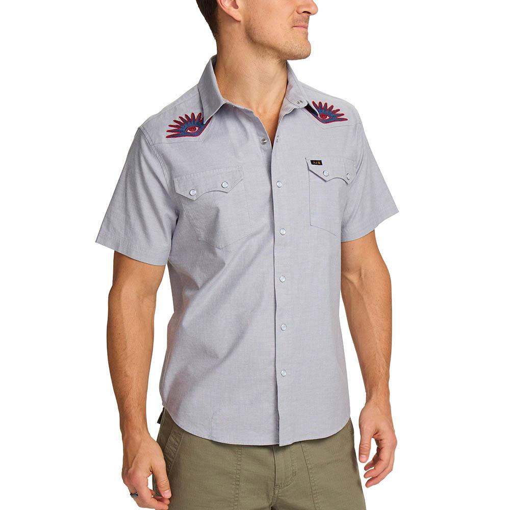 Howler Brothers Crosscut Deluxe Snapshirt Men's in High Times Light Grey